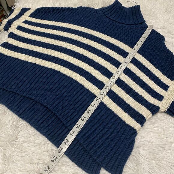 Madewell Wide Rib Turtleneck Sweater in Classic Indigo Stripe Medium - Picture 5 of 8